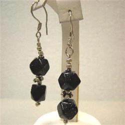 66 CTS BLUE RIVER STONE DANGLE EARRINGS - 66 MM LONG