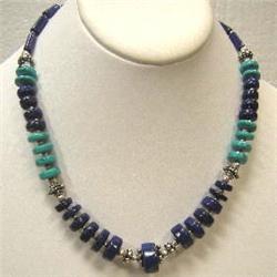 275 CTS LAPIS LAZULI AND STABILIZED TURQUOISE NECKLACE - 18 INCHES