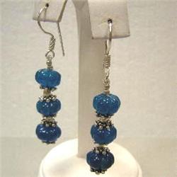 53 CTS CARVED APATITE DANGLE EARRINGS - 60 MM LONG