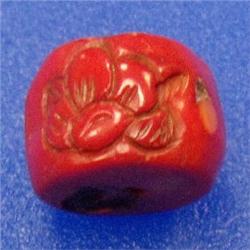 97 CTS CARVED BAMBOO CORAL BEAD 26x18 MM - FULL DRILLED