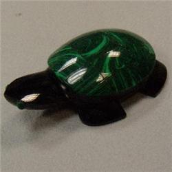 78 CTS CARVED MALACHITE AND ONYX TURTLE 46x28 MM