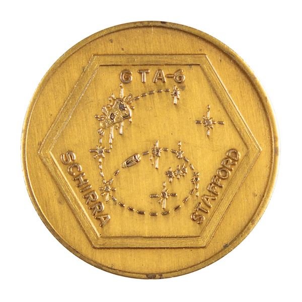 Wally Schirra's Gemini 6 Flown Gold-Plated Fliteline Medallion