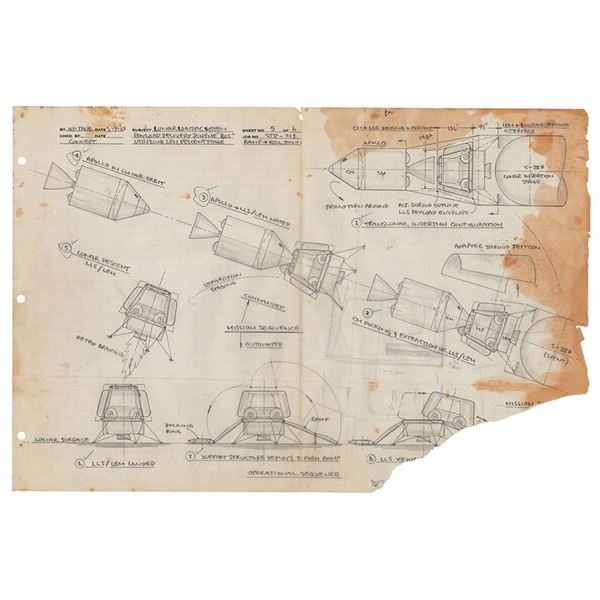 Apollo Command/Service and Lunar Module (1963) Concept Drawings by Willard Taub