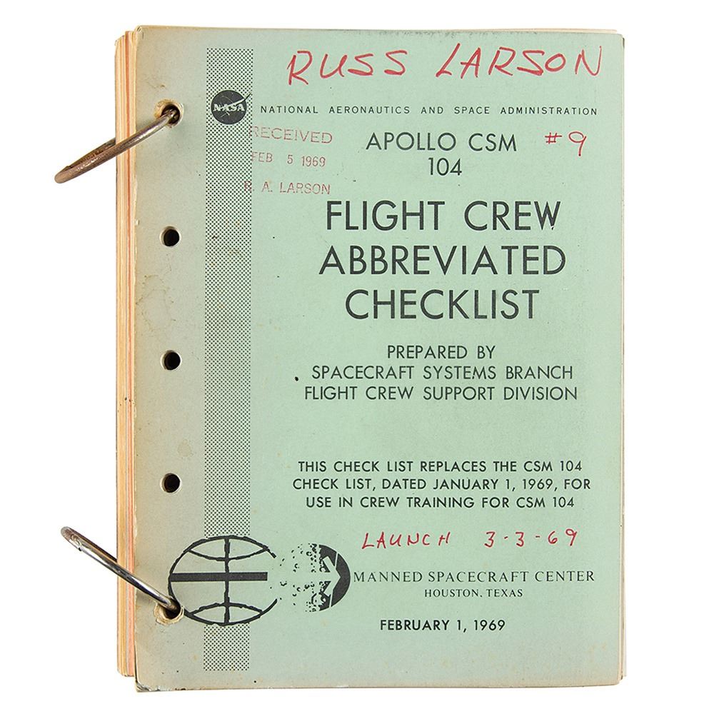 Apollo 9 CSM Flight Crew Abbreviated Checklist