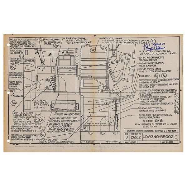 Buzz Aldrin Signed Lunar Module Blueprint