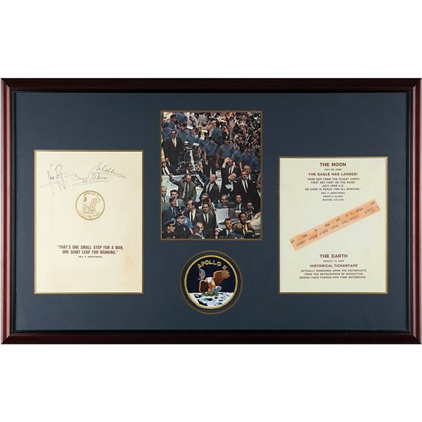 Apollo 11 Crew-Signed Souvenir 'Ticker Tape' Folder