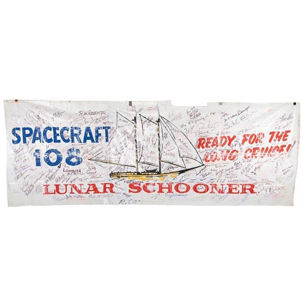 Apollo 12: Yankee Clipper Banner Signed (100+) North American Rockwell Employees