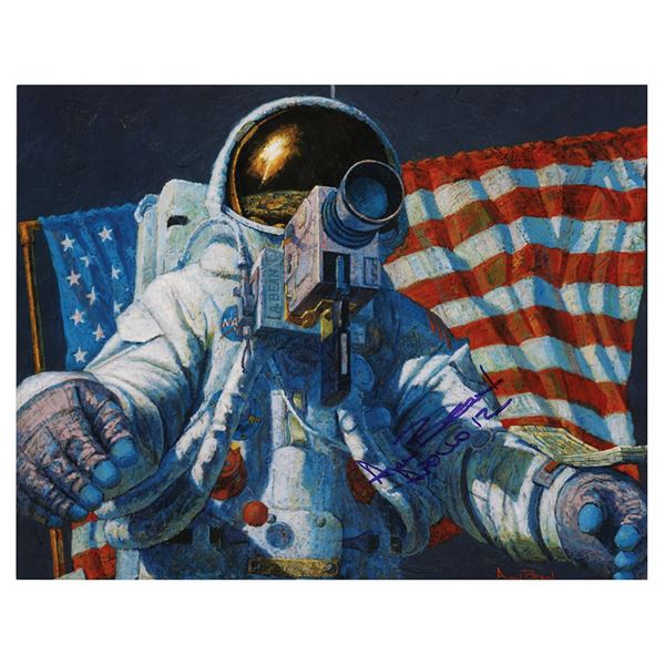 Alan Bean Signed Promotional Print: 'Clan MacBean Arrives on the Moon'