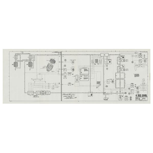 Apollo 13 Flown CSM Systems Data Schematic Signed by James Lovell and Fred Haise