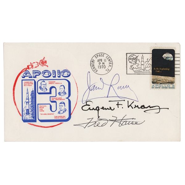 Apollo 13: James Lovell, Fred Haise, and Gene Kranz Signed 'Launch Day' Cover