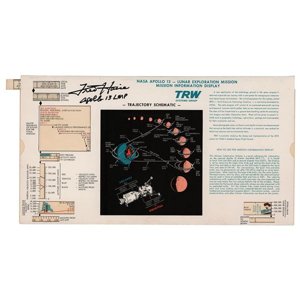 Fred Haise Signed Apollo 13 TRW Mission Information Display