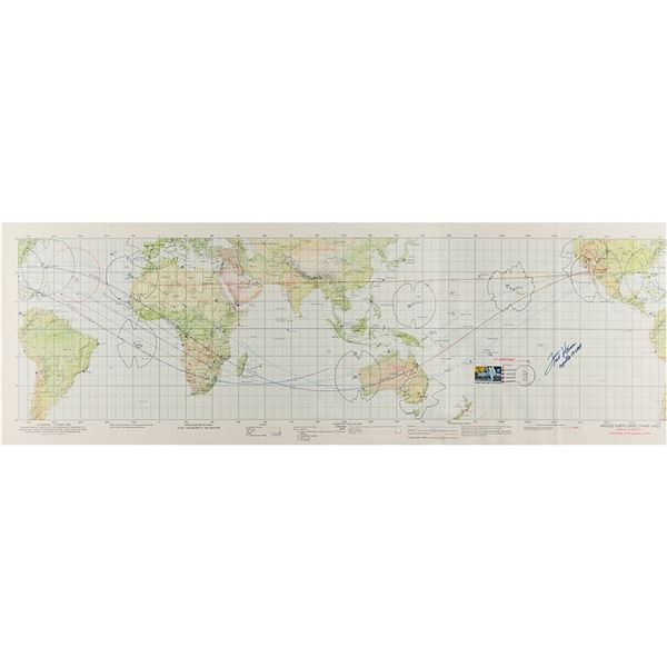 Fred Haise Signed Apollo 13 Earth Orbit Chart