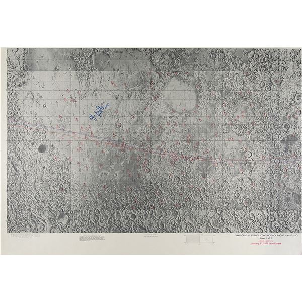 Edgar Mitchell Signed Apollo 14 Lunar Orbital Science Contingency Flight Chart