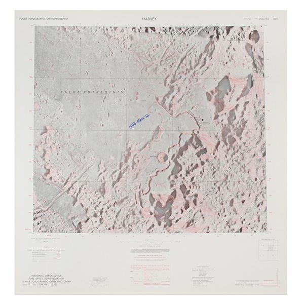 Dave Scott Signed Apollo 15 Lunar Topographic Orthophotomap