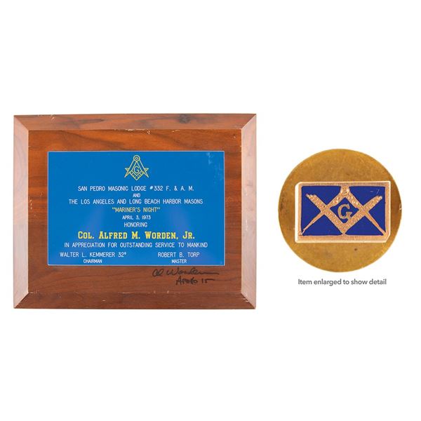 Al Worden's Masonic Plaque and Pin