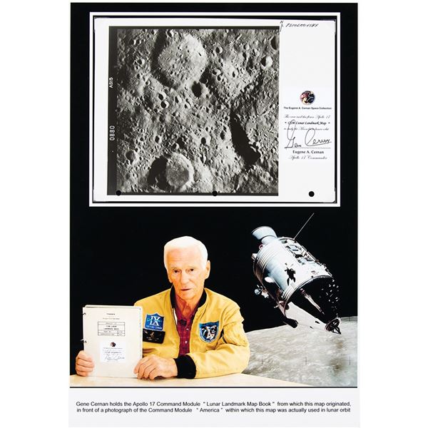 Gene Cernan's Apollo 17 Flown CSM Lunar Landmark Map