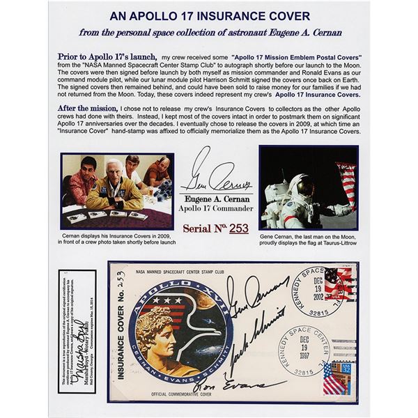 Gene Cernan's Crew-Signed Apollo 17 Anniversary Cover