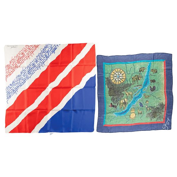 Jack Lousma's (2) Silk Scarves Honoring Alexei Leonov and Edward H. White II