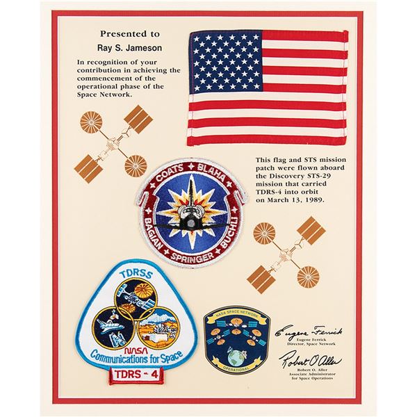 STS-29 Flown American Flag and Crew Patch