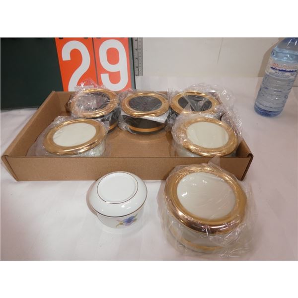 assorted ceramic  lidded creamjars