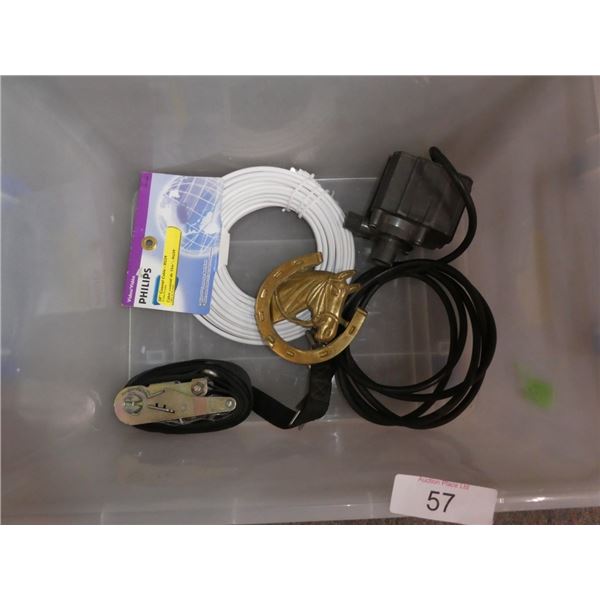 coaxial cable, strap, decorative horseshoe