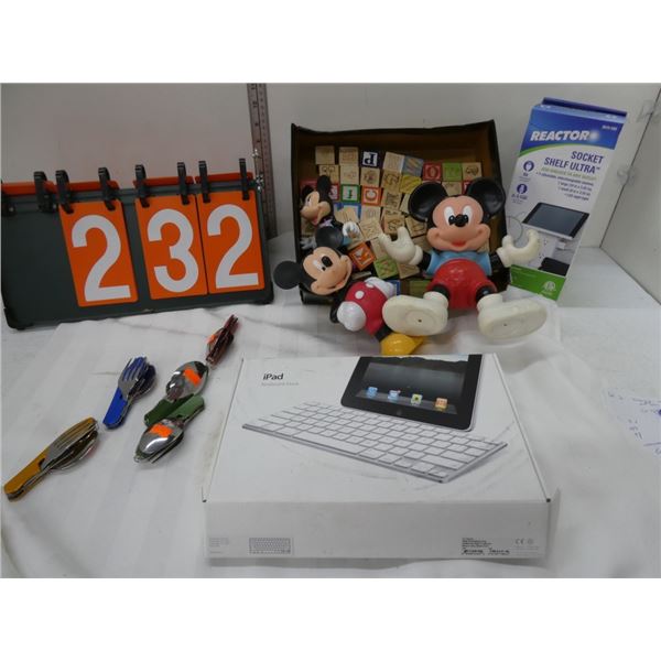 folding cutlery, ipad keyboard dock, blocks,