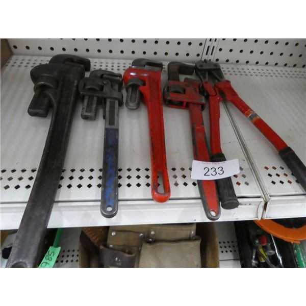 Vintage pipe wrenches & Bolt cutter