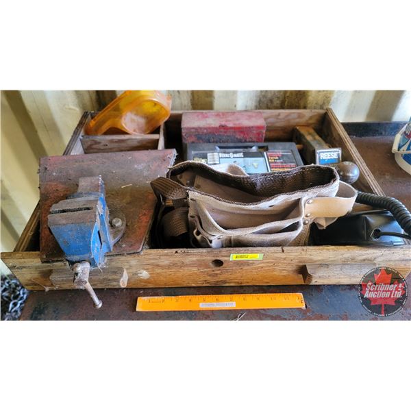 Tray Lot: Record Vice #0, Letter Tool Belt, Trailer Hitch, Moisture Tester, Torch Kit (Propane), etc