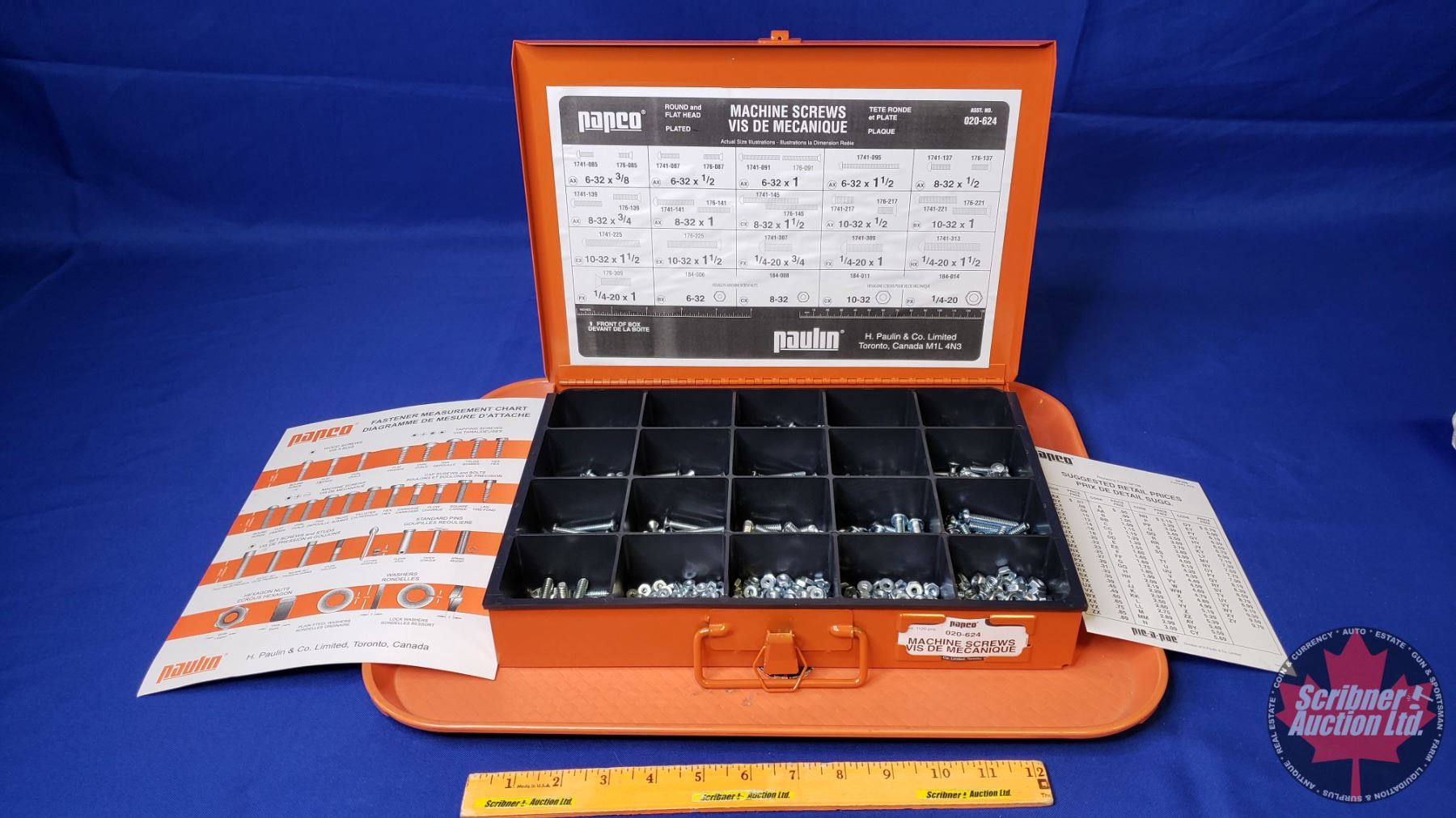 PAPCO Round & Flat Head Plated Machine Screws w/Metal Case in Box (2-1/ ...