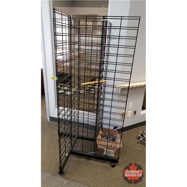 Rolling Store Display - Wire Rack with Box of Hooks/Hangers (66