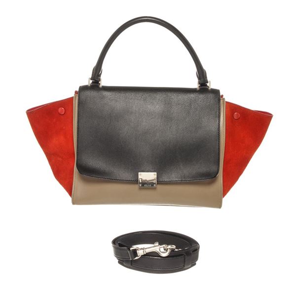 Celine Black Red Multicolor Leather Trapeze Two-Way Bag