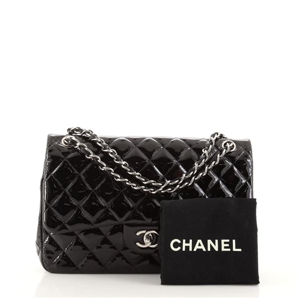 Chanel Classic Double Flap Bag Quilted Patent Jumbo