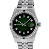 Image 2 : Rolex Mens 36 Stainless Steel Green Vignette Diamond Datejust Wristwatch