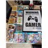 Image 2 : Collection of Wii, WiiU, Gamecube Games with Turtle Beach Gamer Headset & Pop Culture Wall Art