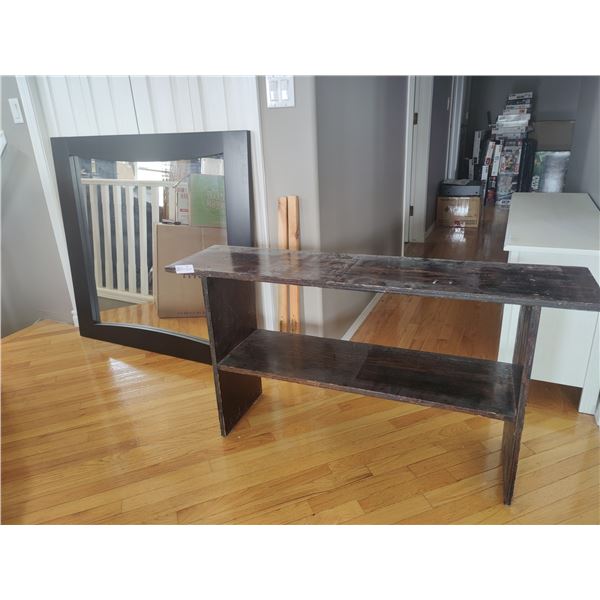 Entry Way Shoe Rack and Large Framed Mirror