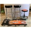 Image 2 : Orange County Choppers Creeper Shop Stool and Two Regular Orange County Stools