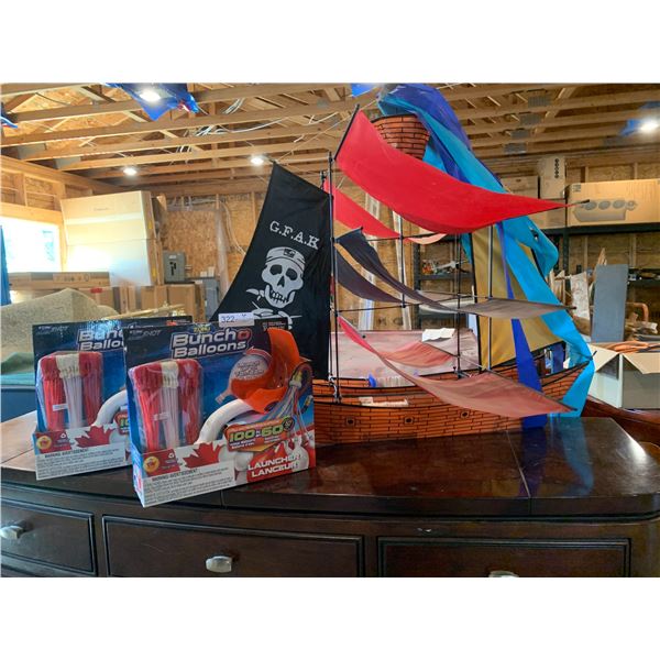 Pirate Boat Kite Lot With Water Balloon Launcher