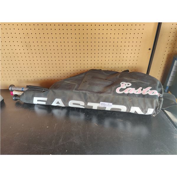 Easton Ladies Baseball/Softball Bag with 3 Bats, Nike Catcher Mitt, Batting Gloves