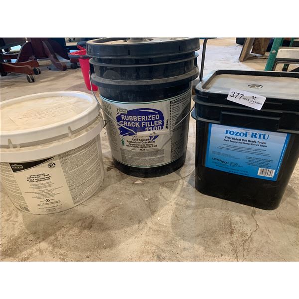 Rubberized Crack Filler Plus Pest Poison Buckets