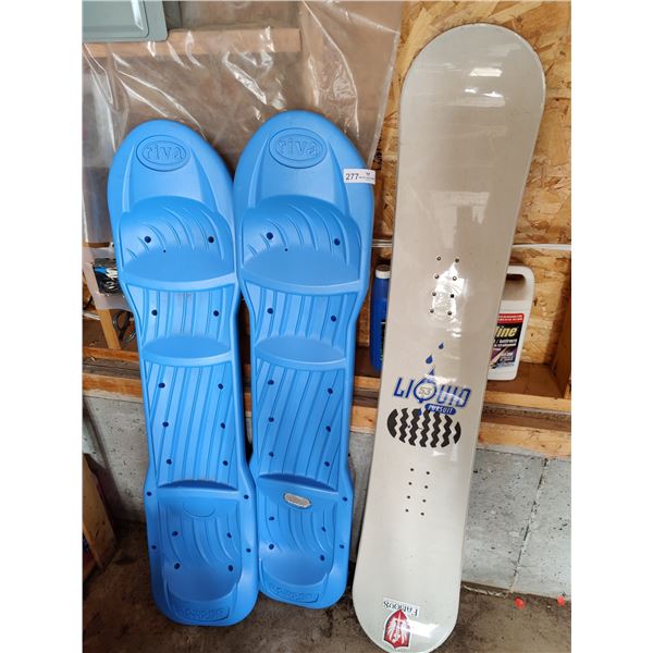 2 Riva "Powder Sticks" and Liquid Pursuit Snowboard