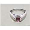 Image 3 : 10K White Gold Ring with Pink Gemstone
