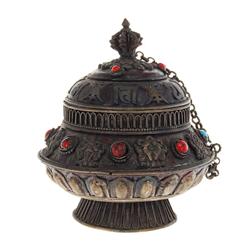 Tibet Brass Prayer Scroll Canister (ANT-458)