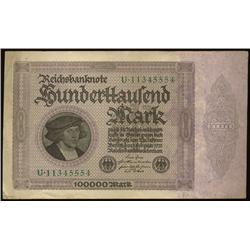 1923 Germany 100000 Mark Hi Grade  EST: $30 - $150 (COI-1335) (COI-1335)