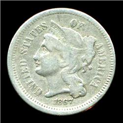 1867 3 Cent Nickel Coin Better Grade  (COI-3776)