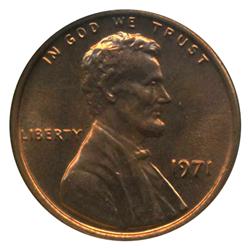 1971 US Lincoln Cent Coin Graded MS68 Red (COI-4269)