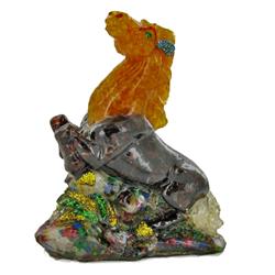 750ct Horse Mold Statue Fancy Color Topaz & Sapphire RETAIL $1550 (GEM-4904)