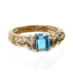 10K Gold 1.56ct Topaz & Diamond Ladies Ring (JEW-095)