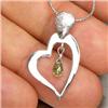 16.17ct   Heart Green Sapphire White Gold Vermeil Necklace Pendant 16" (JEW-1236)