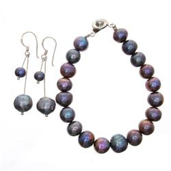 Saltwater Barock Black South Sea Pearl Bracelet (JEW-314)