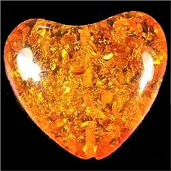 28.34ct  Natural Heart Cabochon Orange Amber Unheated (GEM-10665)